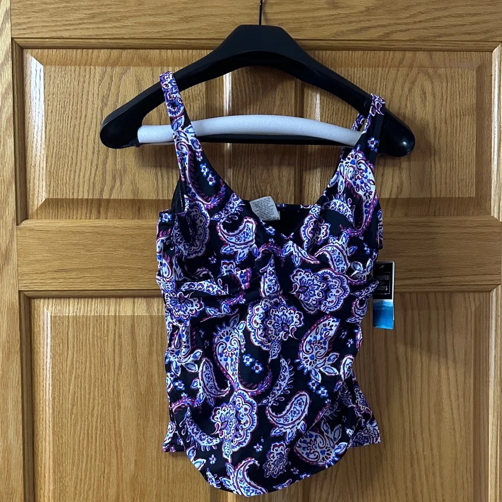 Women’s Black Paisley One-Piece Swimsuit - Picture 1 of 6